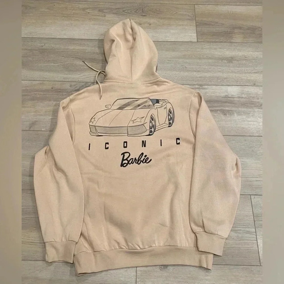 Mattel Brand Iconic Barbie Car Unisex Pullover Drawstring Hoodie Pocket Lg NWT - Picture 5 of 12